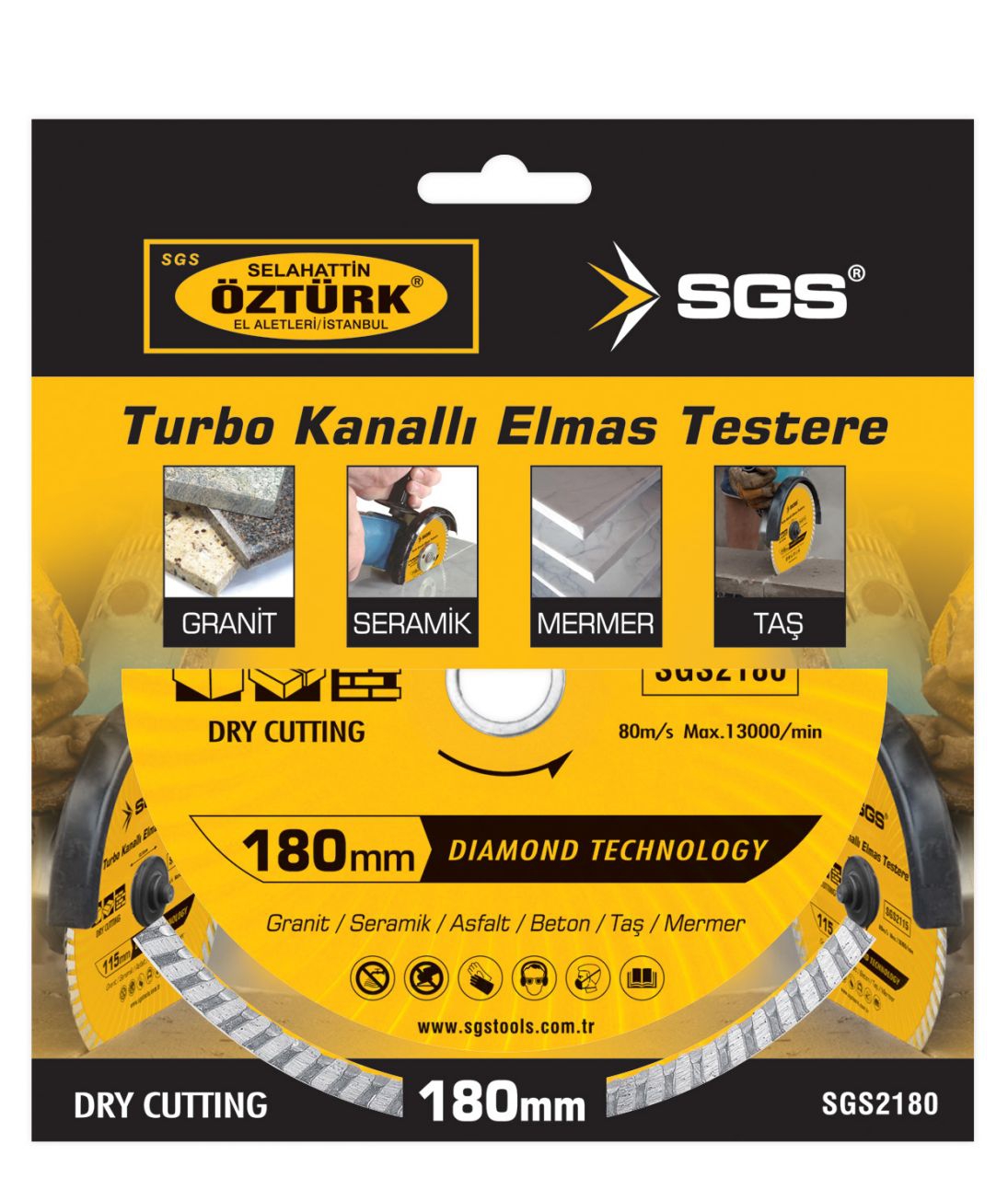 SGS 2115 Turbo Kanallı Elmas Testere Seramik-Beton-Mermer 115 mm