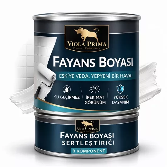 Viola Prima Fayans Boyası 1,6 kg Kokusuz Çift Bileşenli Akrilik - Banyo Mutfak Fayans Yenileme