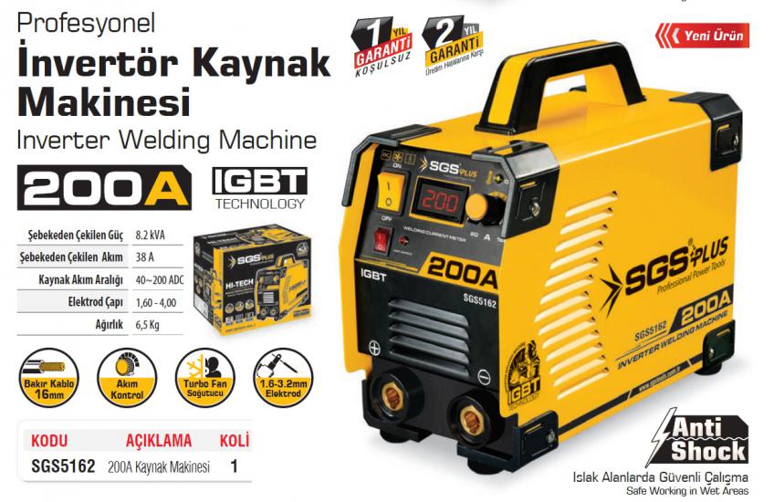 SGS 5162 Profesyonel 200 Amper İnvertör Kaynak Makinesi